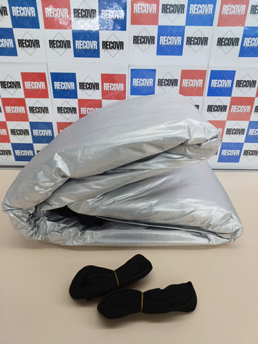 Favoto Funda para Moto Cubierta de Moto Oxford Impermeable Protectora a Prueba de Sol Lluvia Polvo Viento Nieve Excremento de Pájaro al Aire Libre, 245x105x125cm Negro+Plata